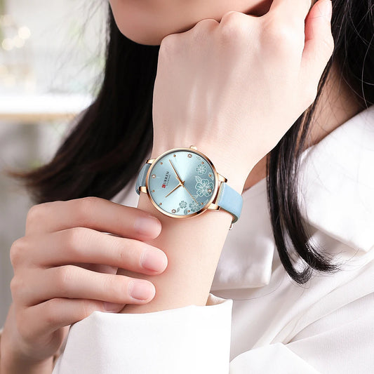 Charm Flowers Dial Quartz Wristwatch - Fashion Casual Timepiece