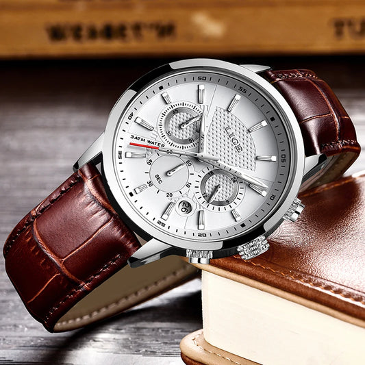 Casual Quartz Watch - Premium Leather Strap Multifunctional Timepiece