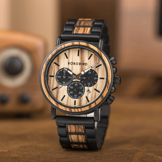 Classy Stylish Wooden Watch - Customizable Military Retro Design