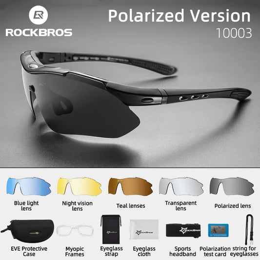 Professional Polarized Photochromic Cycling Sunglasses - 5-Lens System