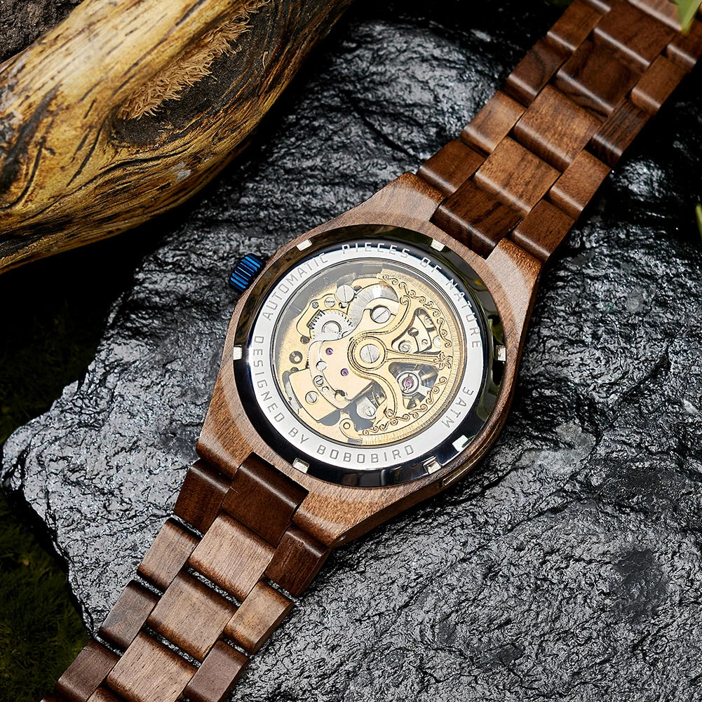 Luxury Wooden Mechanical Watch - Premium Hand Wind Timepiece