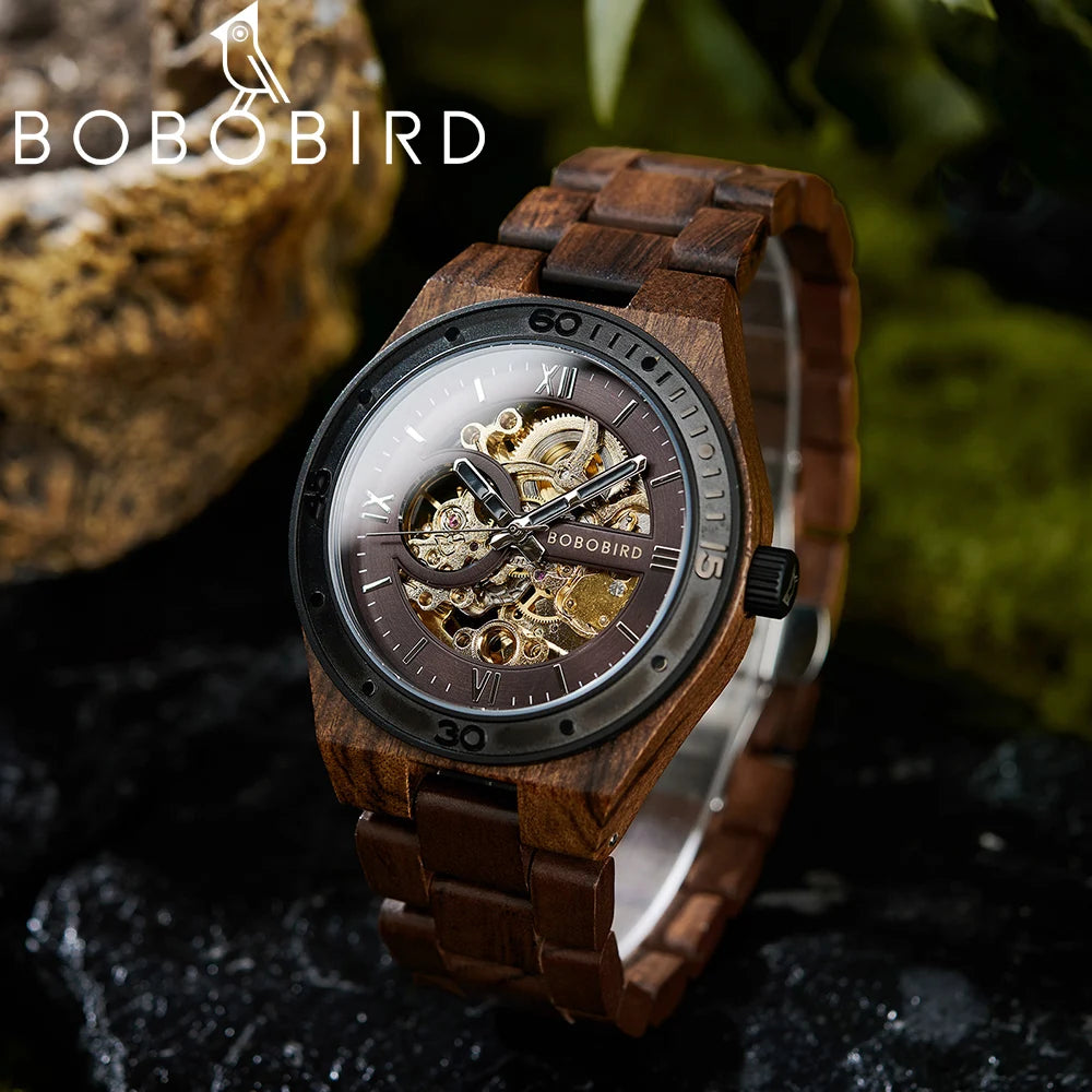 Luxury Wooden Mechanical Watch - Premium Hand Wind Timepiece