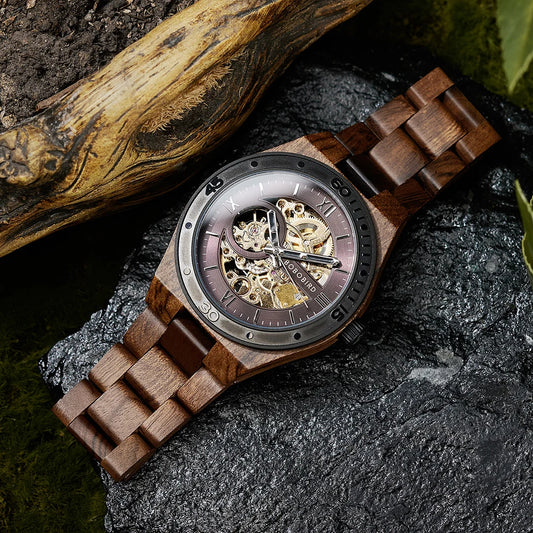 Luxury Wooden Mechanical Watch - Premium Hand Wind Timepiece