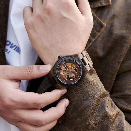 Luxury Wooden Mechanical Watch - Premium Hand Wind Timepiece