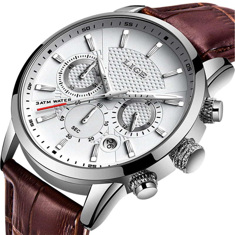Casual Quartz Watch - Premium Leather Strap Multifunctional Timepiece