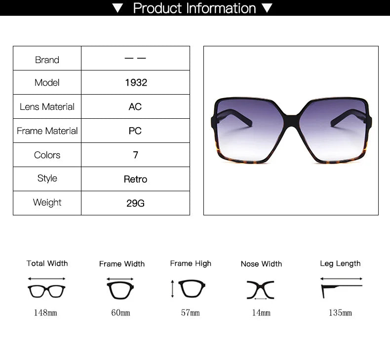 Luxury Gradient Oversized Sunglasses - Photochromic UV400 Eyewear
