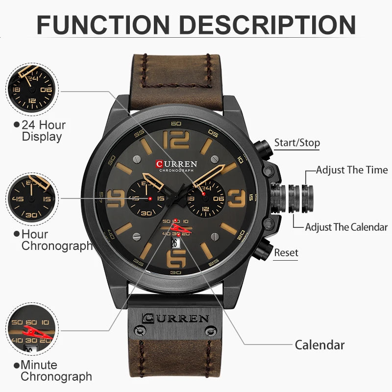 Manly Waterproof Watch - Premium Leather Casual Timepiece