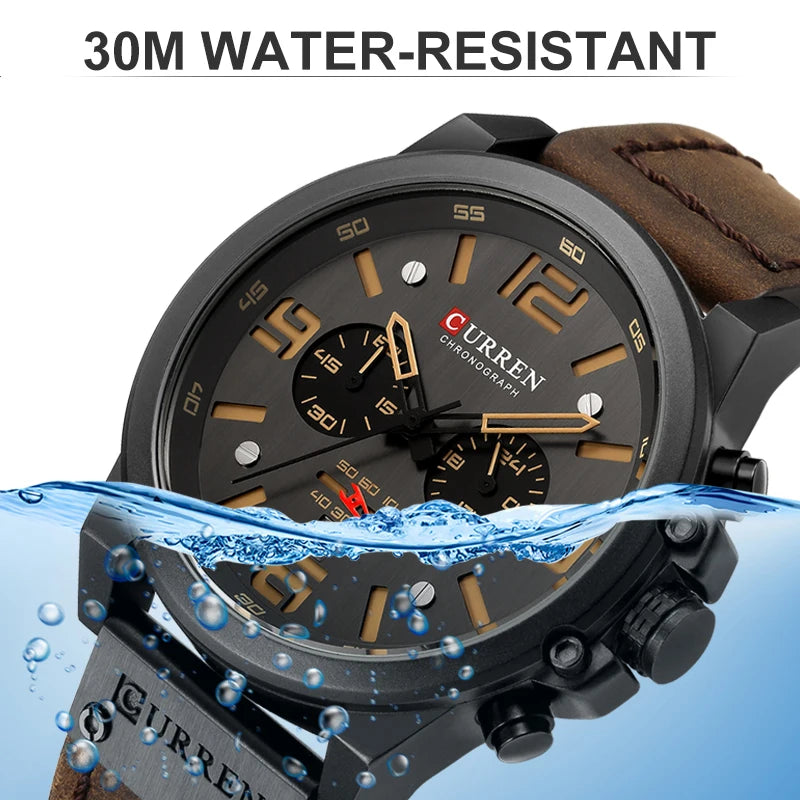 Manly Waterproof Watch - Premium Leather Casual Timepiece