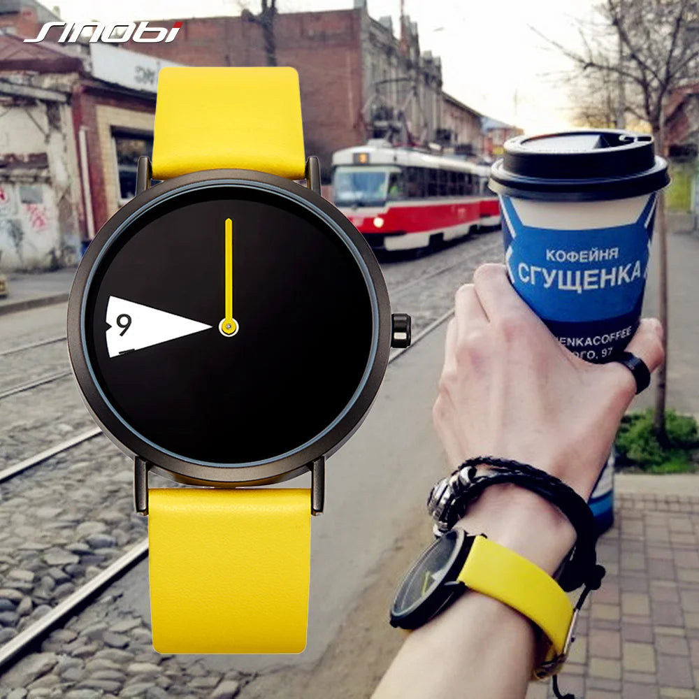 Stylish Watch with Yellow Leather