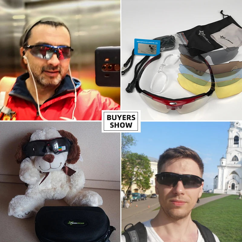 Professional Polarized Photochromic Cycling Sunglasses - 5-Lens System