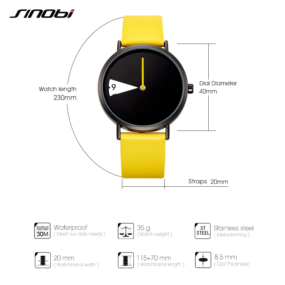 Stylish Watch with Yellow Leather