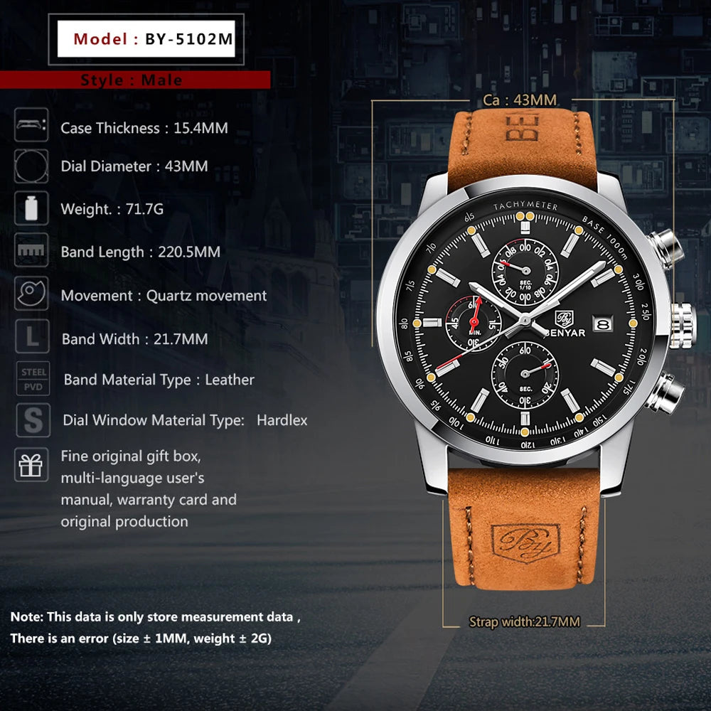 Vintage Classic Chronograph Watch - Sporty Retro Timepiece