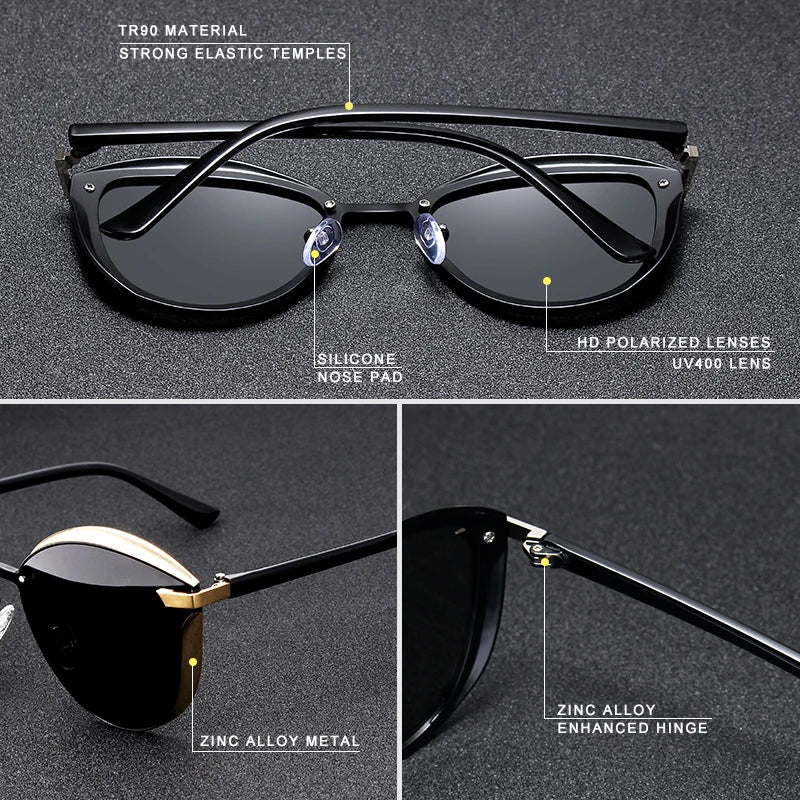 Classy Stylish Polarized Sunglasses - Premium Cat Eye UV400 Eyewear