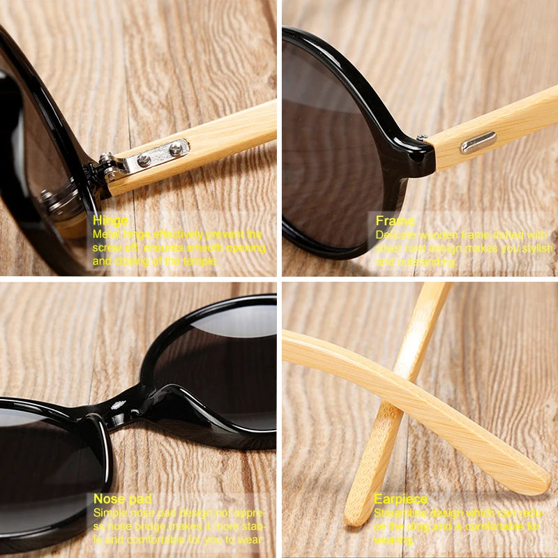 Natural Bamboo Sunglasses - Sustainable UV400 Polycarbonate Eyewear