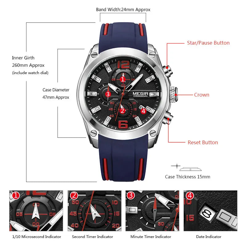 Premium Chronograph Analog Watch - Luminous Quartz with Date Display