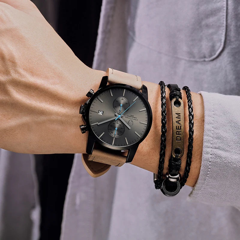 Casual Retro Sporty Watch - Classic Leather and Alloy Timepiece