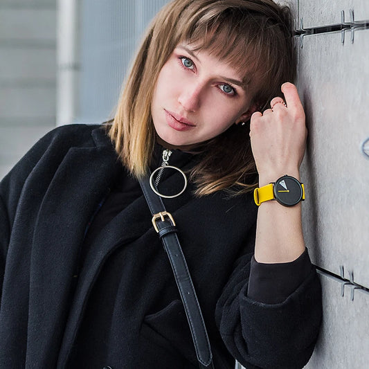 Stylish Watch with Yellow Leather