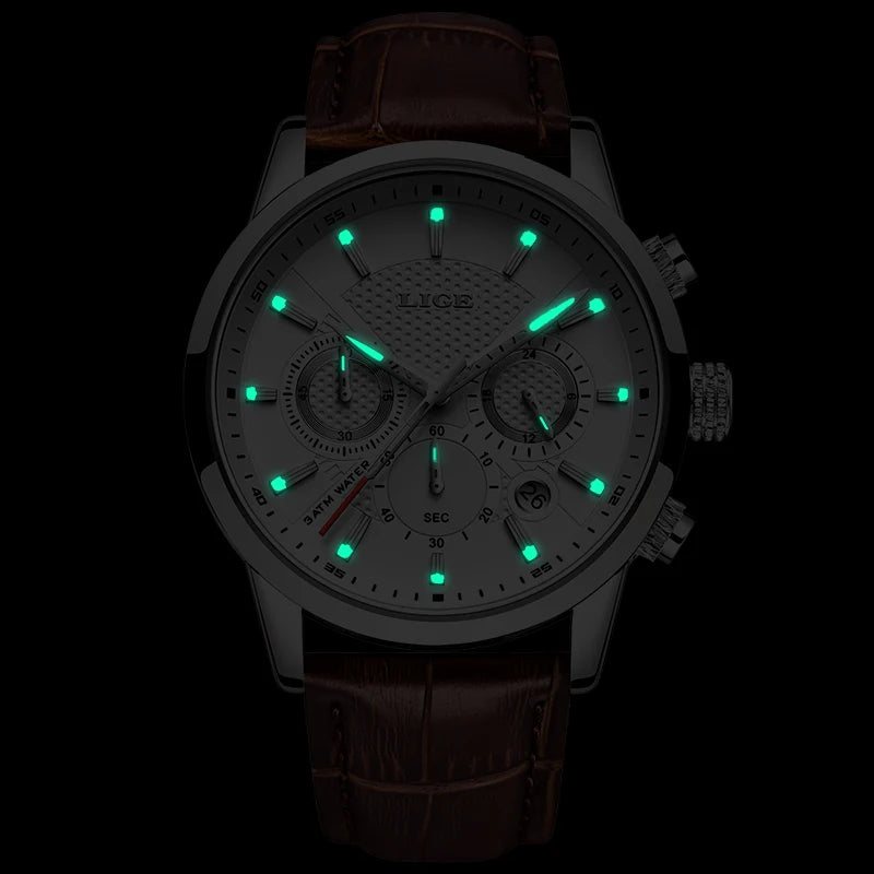 Casual Quartz Watch - Premium Leather Strap Multifunctional Timepiece