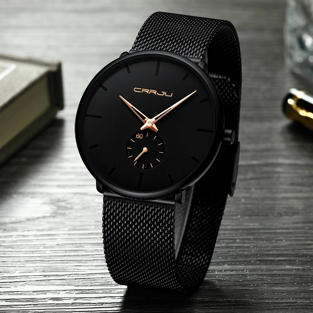 Slim Mesh Waterproof Watch - Premium Stainless Steel Sporty Timepiece