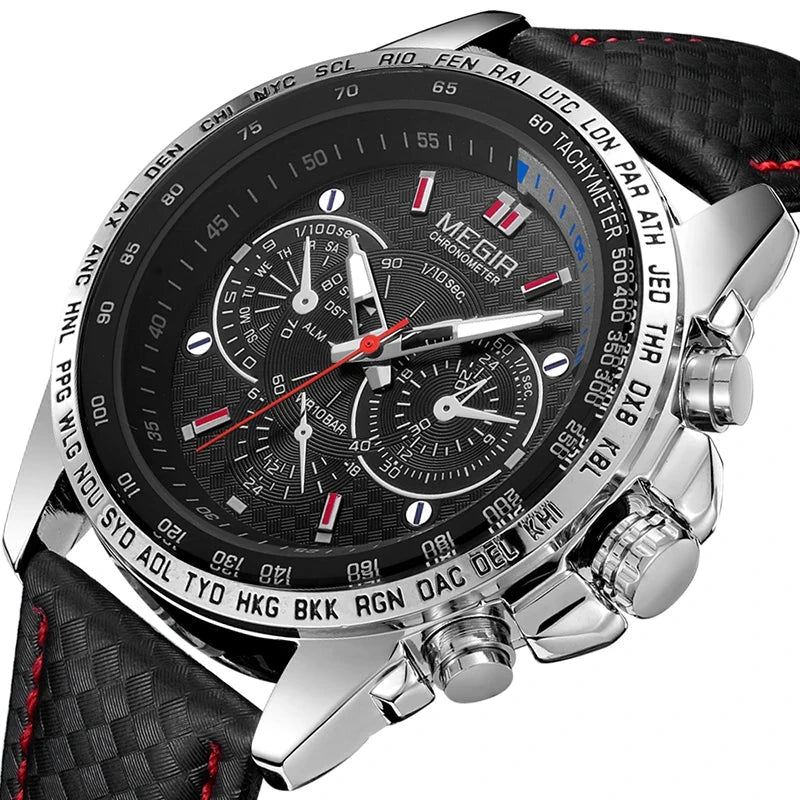 Vogue Sporty Watch - Premium Leather and Stainless Steel Timepiece