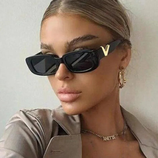 Retro Frame Rectangle Sunglasses - Travel Fashion UV400 Eyewear