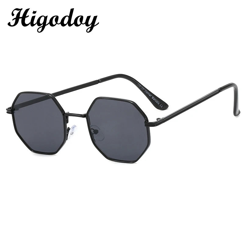 Vintage Octagon Metal Sunglasses - Retro Geometric Design