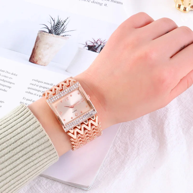 Square Stainless Steel Wrist Watch - Classic Water Resistant Timepiece