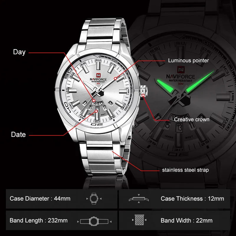 Military Sports Quartz Wristwatch - Tactical Stainless Steel Timepiece