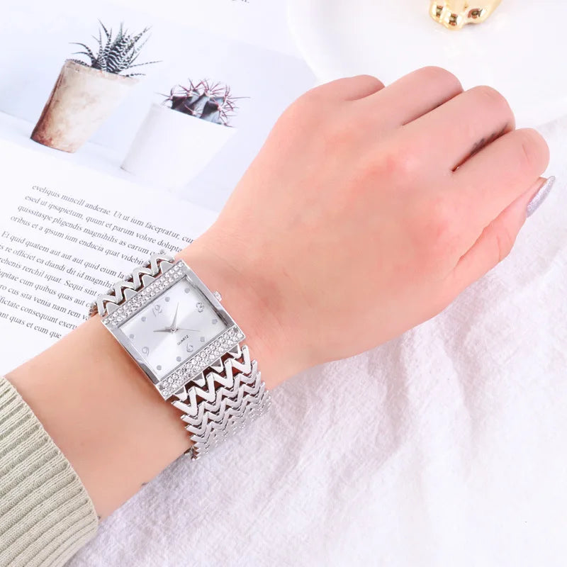 Square Stainless Steel Wrist Watch - Classic Water Resistant Timepiece