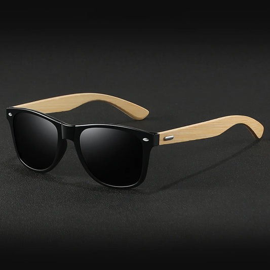 Sustainable Bamboo Wood Sunglasses - Eco-Friendly Square Design