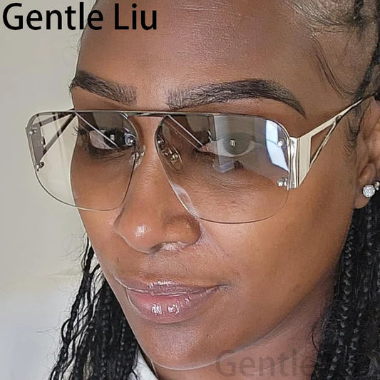 Fashion Oversized Square Sunglasses - Vintage Frameless Eyewear