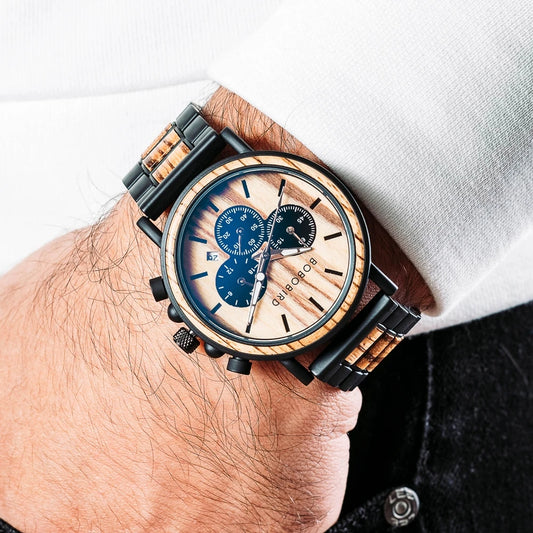 Classy Stylish Wooden Watch - Customizable Military Retro Design
