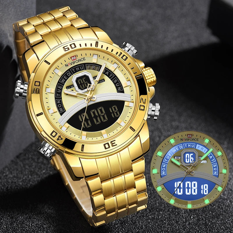 Premium Waterproof Casual Watch - Multifunctional Stainless Steel Timepiece