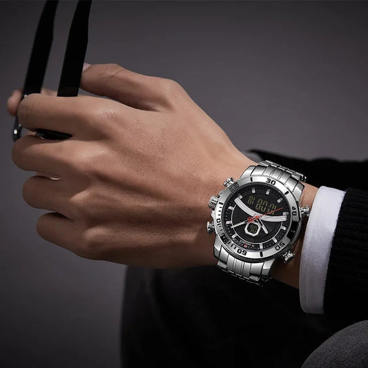 Premium Waterproof Casual Watch - Multifunctional Stainless Steel Timepiece