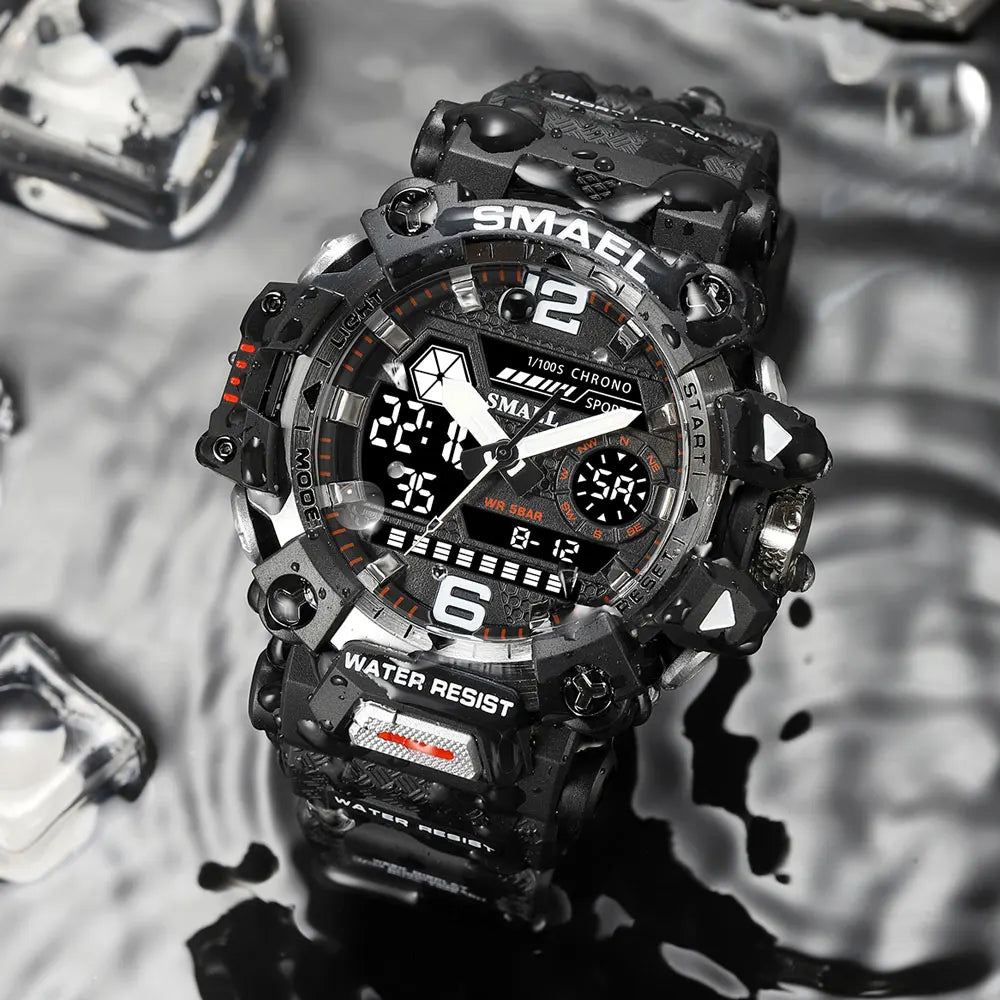 Dual Display Waterproof Sports Watch - Multifunctional Digital Analog Timepiece