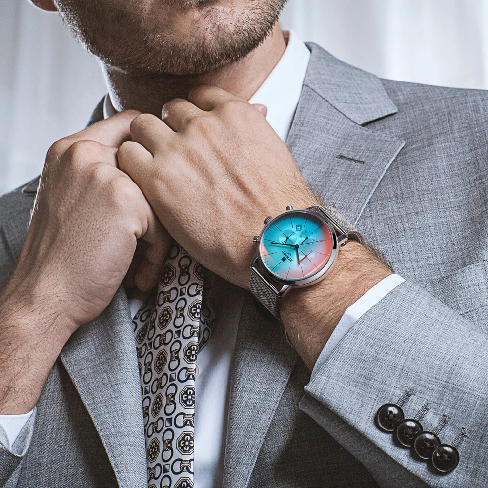 Fashion Color Chronograph Watch - Bright Glass Sports Timepiece