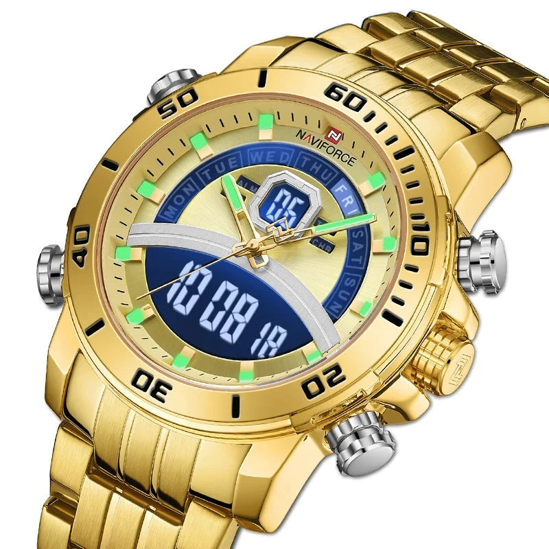 Premium Waterproof Casual Watch - Multifunctional Stainless Steel Timepiece