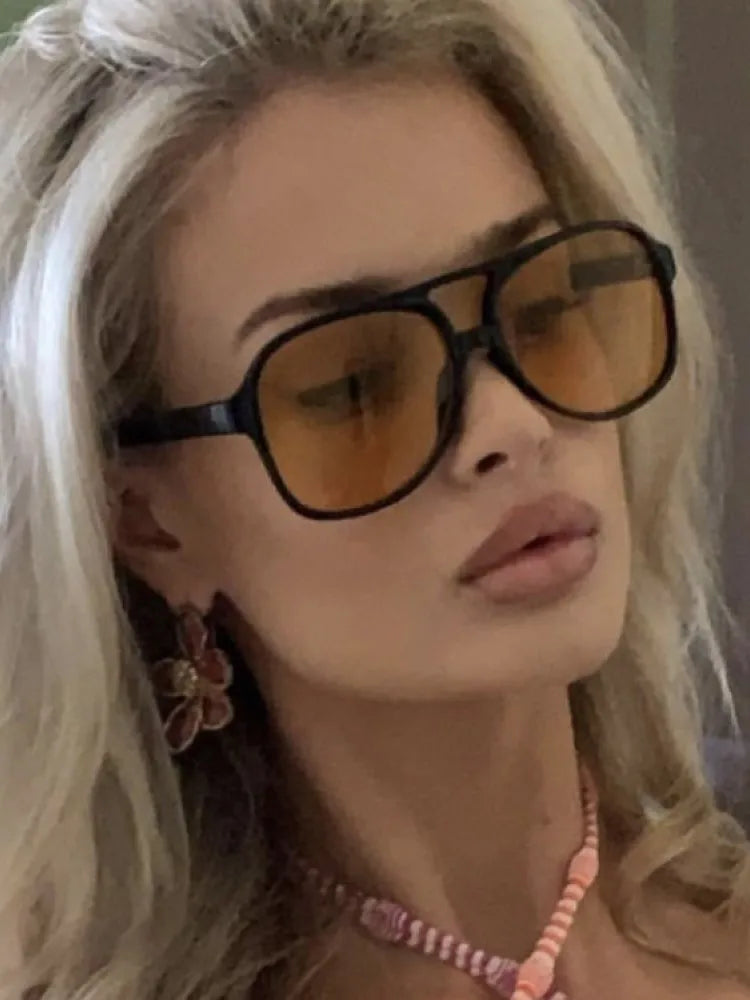 Vintage Oversized Sunglasses - UV400 Plastic Frame Eyewear