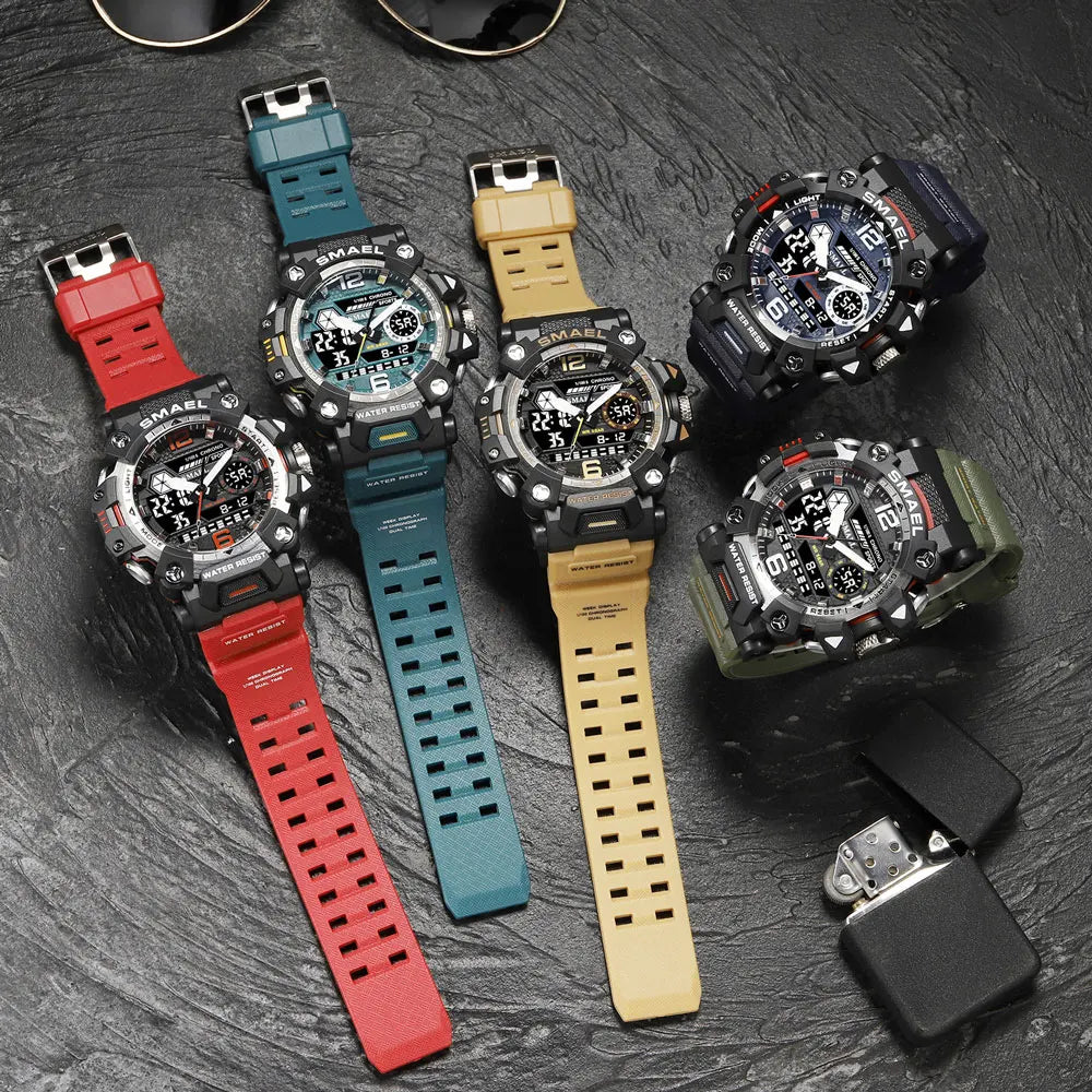 Dual Display Waterproof Sports Watch - Multifunctional Digital Analog Timepiece