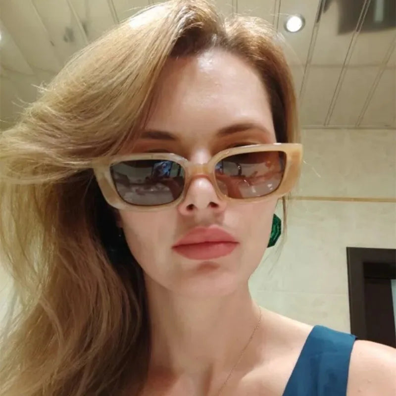 Retro Frame Rectangle Sunglasses - Travel Fashion UV400 Eyewear