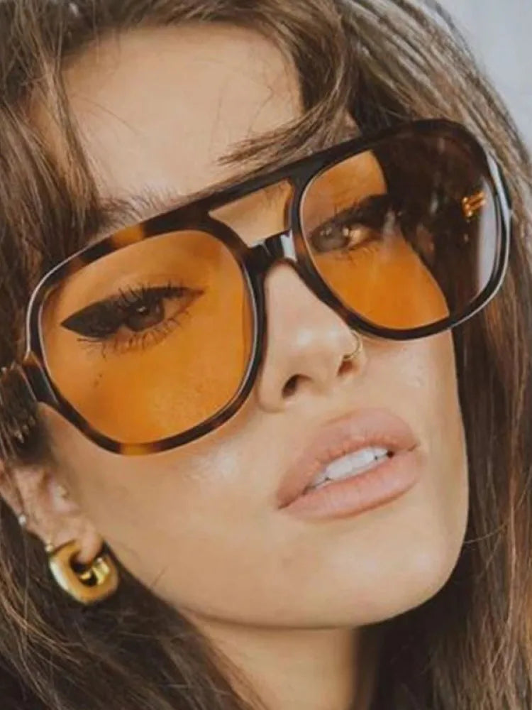 Vintage Oversized Sunglasses - UV400 Plastic Frame Eyewear
