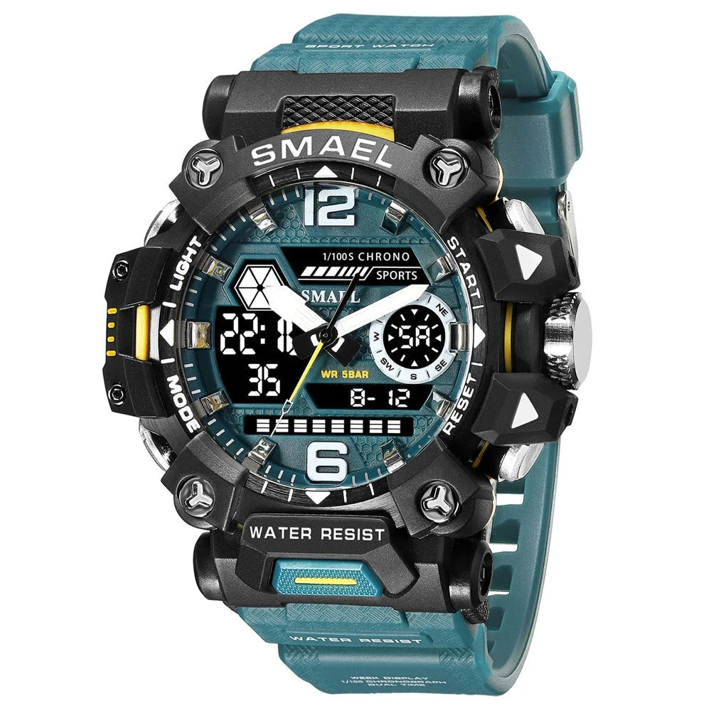 Dual Display Waterproof Sports Watch - Multifunctional Digital Analog Timepiece