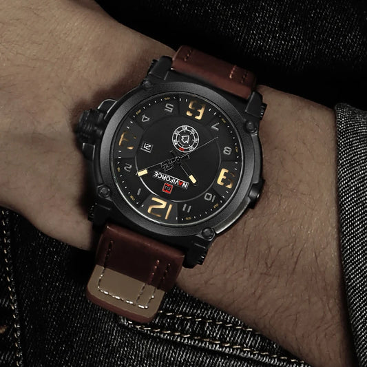 Top Luxury Leather Strap Sports Watch - Premium Numberless Display Timepiece