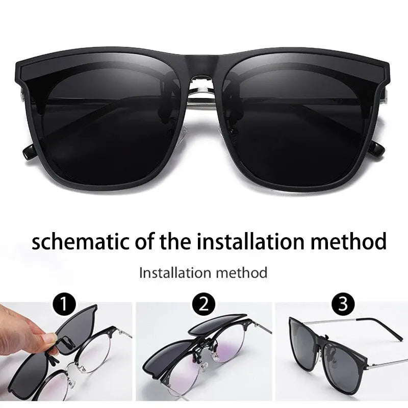 Polarized Clip-On Sunglasses - Versatile Oval Design