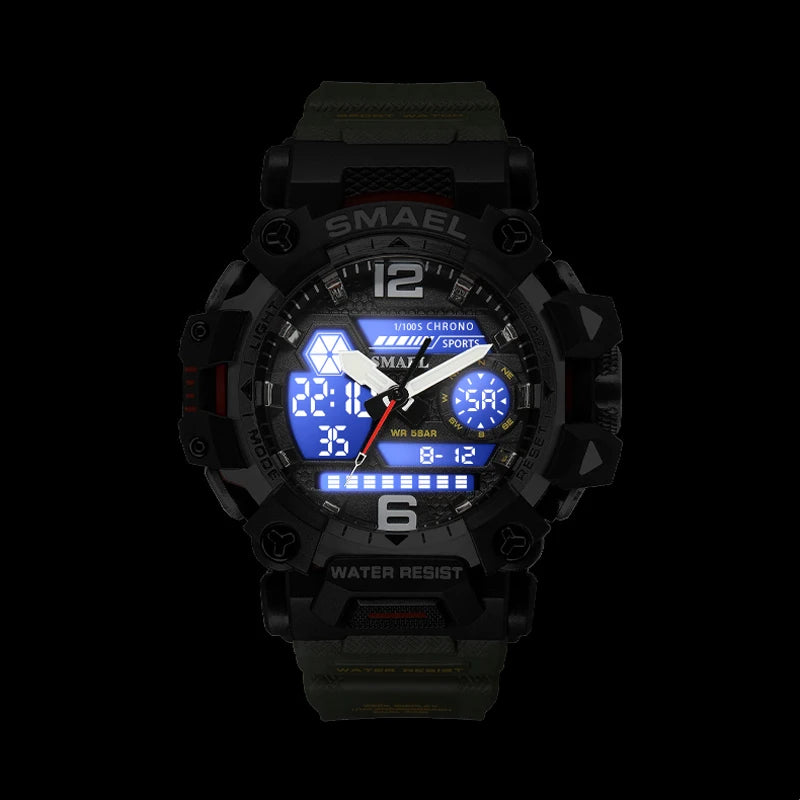 Dual Display Waterproof Sports Watch - Multifunctional Digital Analog Timepiece