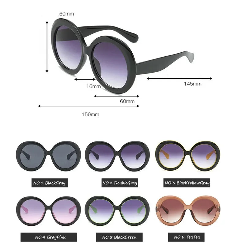 Oversized Oval Sunglasses - Circular UV400 Adventure Eyewear