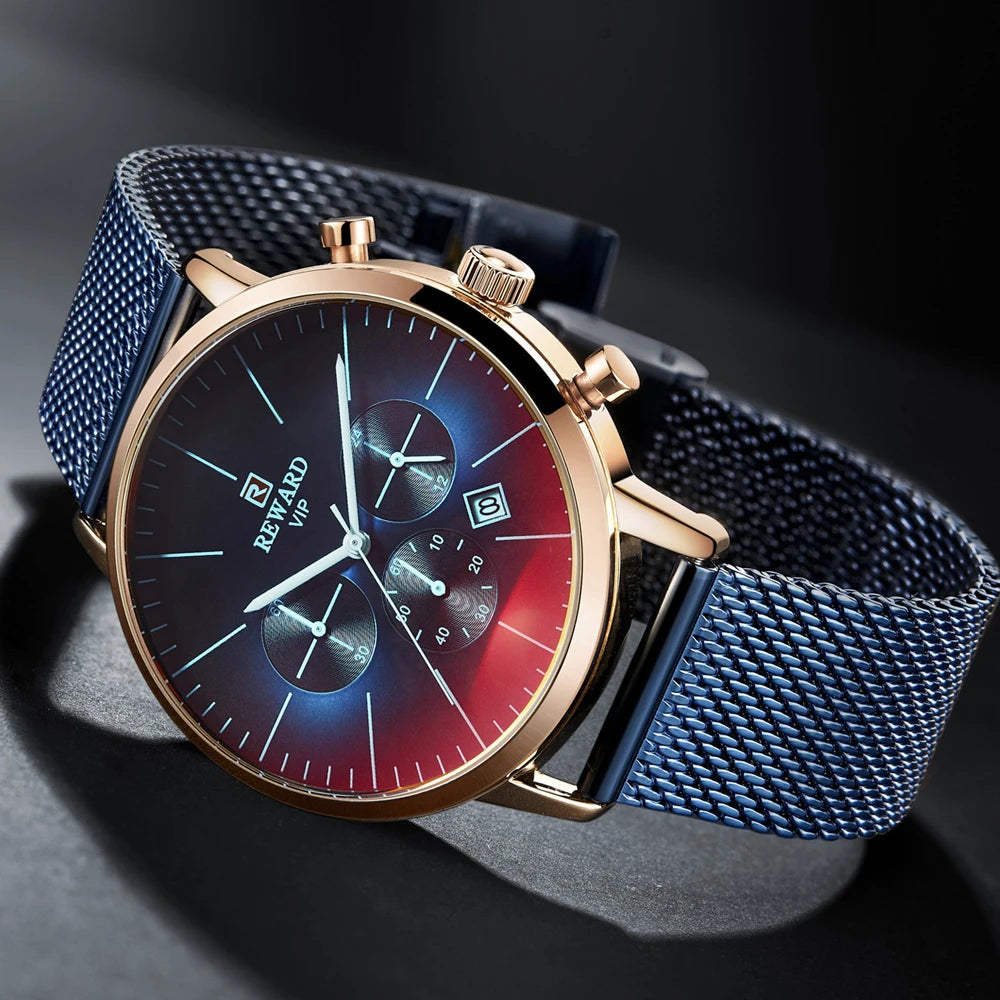 Fashion Color Chronograph Watch - Bright Glass Sports Timepiece