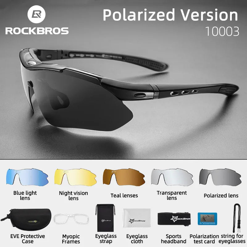 Professional Polarized Photochromic Cycling Sunglasses - 5-Lens System