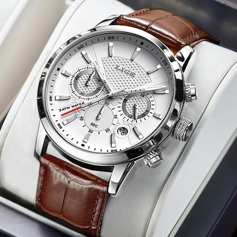 Casual Quartz Watch - Premium Leather Strap Multifunctional Timepiece