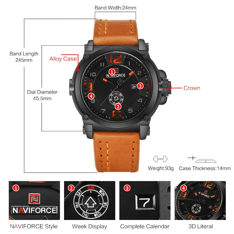 Top Luxury Leather Strap Sports Watch - Premium Numberless Display Timepiece
